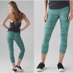 Lululemon Wunder Under Crop (Hi-Rise) Space Dye Camo Alberta Lake Fresh Teal